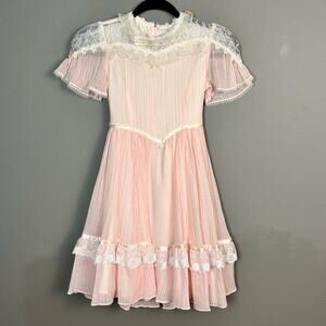 Gunne Sax Dress girls size 8 Lace McClintock Ruffle Prairie Cottage Wedding  VTG